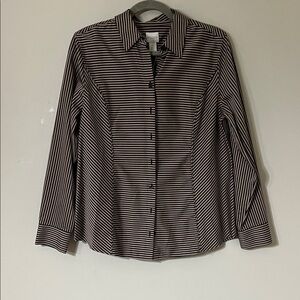 Chico's Black and White Striped Blouse
